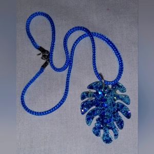 Blue epoxy Leaf Necklace